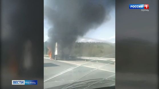 На трассе недалеко от Кояново сгорел автомобиль