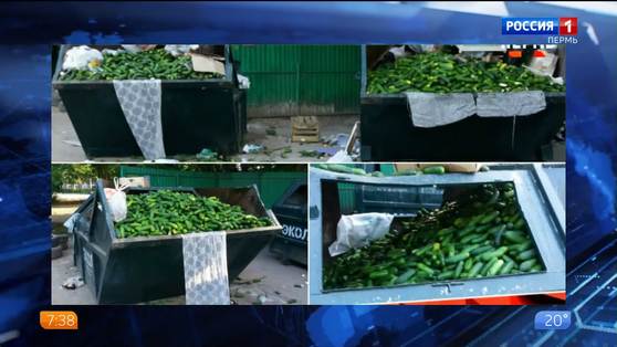 В Перми мусорный контейнер до отказа забили огурцами