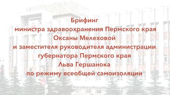 Запись брифинга по режиму всеобщей самоизоляции